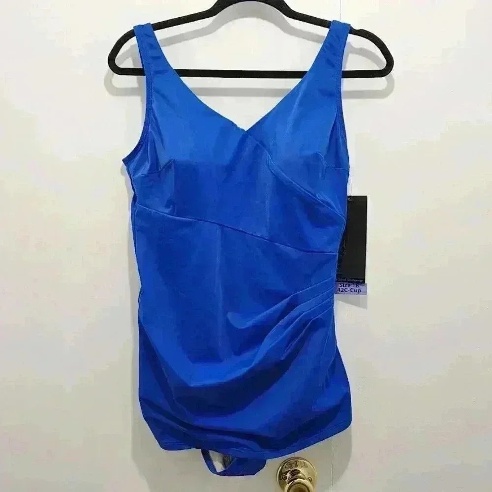 NWT Roxanne‎ Bra Sized One Piece Swimsuit Size 18 42C Royal Blue